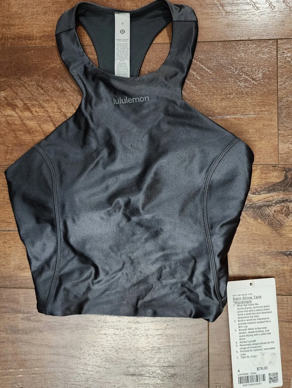 NWT Lululemon Satin Shine Tank Top *Wordmark, Size 4